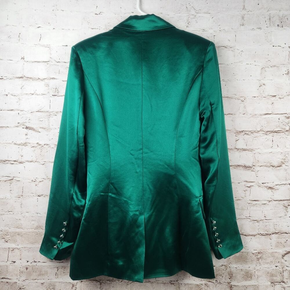 Retrofete Saige Double Breasted Blazer in Emerald Green Size Small NWT Satin - Picture 5 of 11